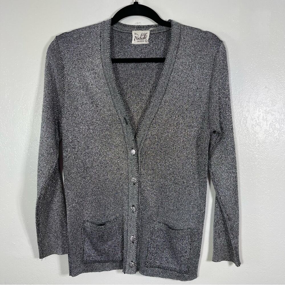 Rochelle, Vintage Silver Cardigan. Size Large. In excellent condition!